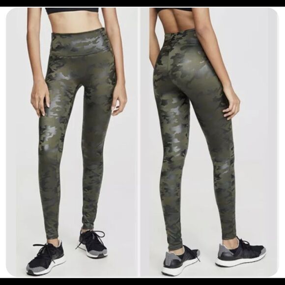 Spanx camo Faux Leather Army Olive Green Leggings NWT size XS - Picture 6 of 11